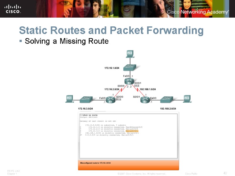 Static Routes and Packet Forwarding Solving a Missing Route